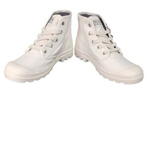Palladium Women's‎ White Canvas High Top Lace Up Boots Sz 9